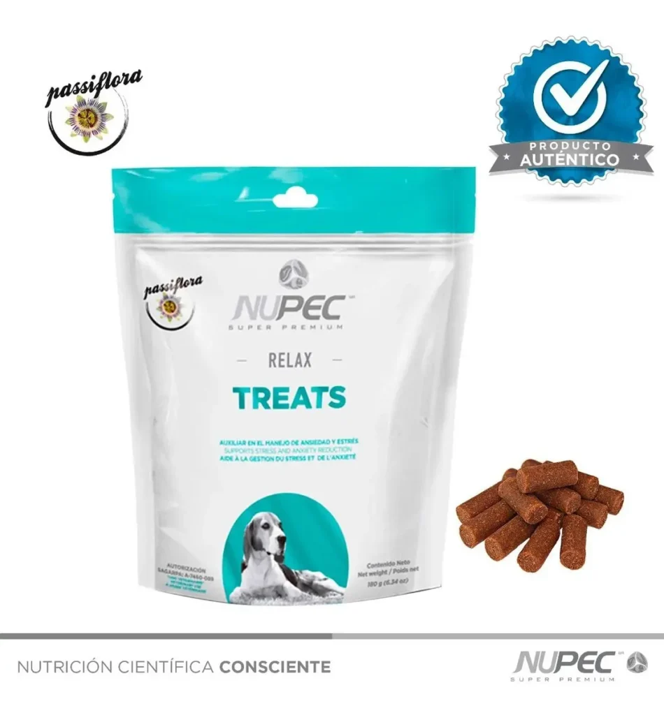 Nupec Premios Relax Anti Estrés 180 g · Sabor Pollo  PROMO ÚNICA: Paga 1 paquete y recibe 3